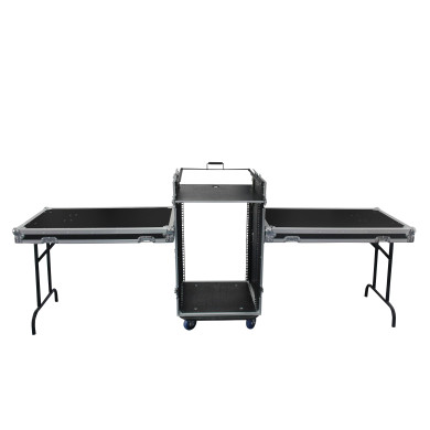 Flight case 12U DS + 3U + 2 tablettes