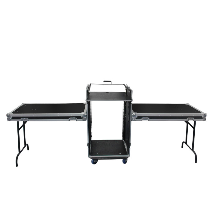 Flight case 12U DS + 3U + 2 tablettes