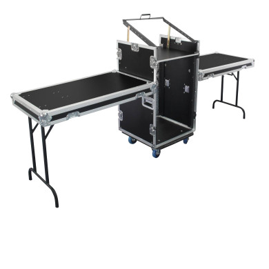 Flight case 12U DS + 3U + 2 tablettes