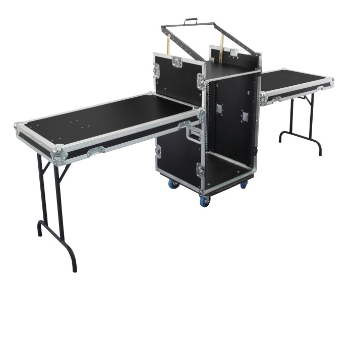 Flight case 12U DS + 3U + 2 tablettes