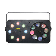 Jeux de lumières 3-en-1 : Wash, Gobos Moonflower, Laser multipoints