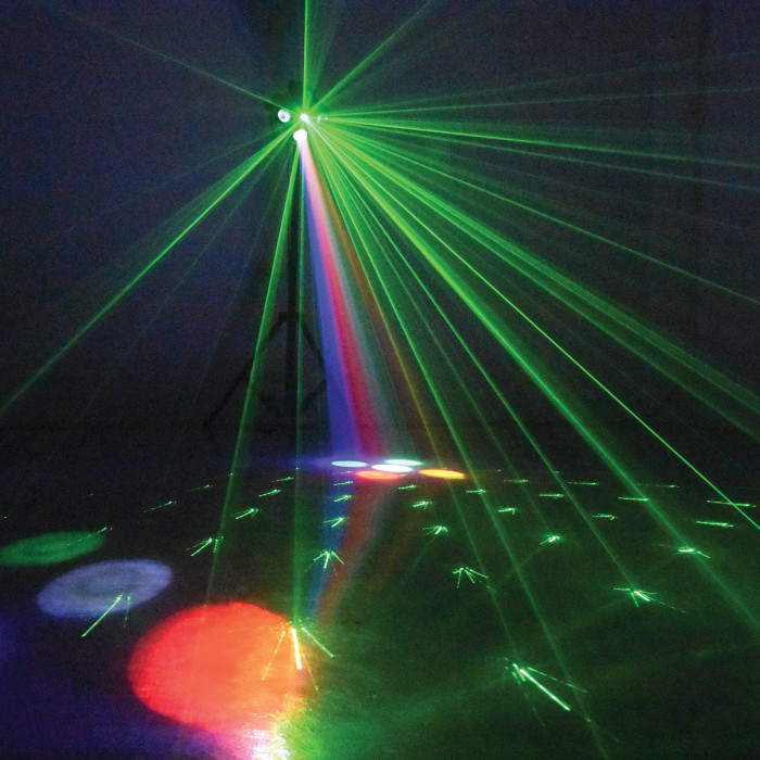 Jeux de lumière 3-en-1 : Strobe, Beam Moonflower, Laser multipoints