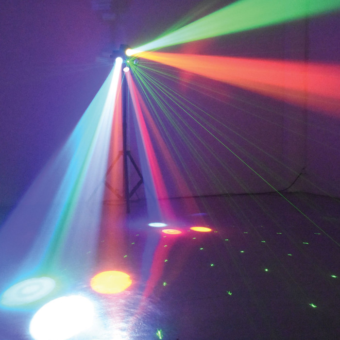 Jeux de lumière 3-en-1 : Strobe, Beam Moonflower, Laser multipoints