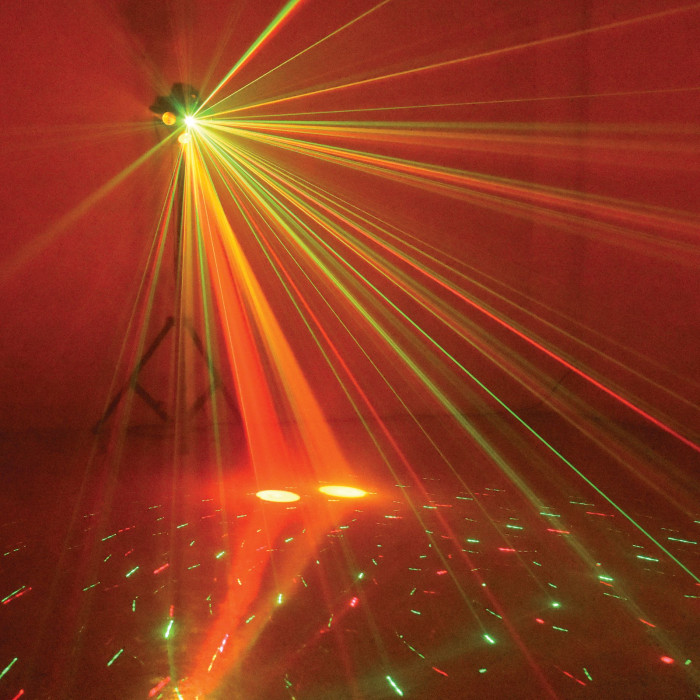 Jeux de lumière 3-en-1 : Strobe, Beam Moonflower, Laser multipoints