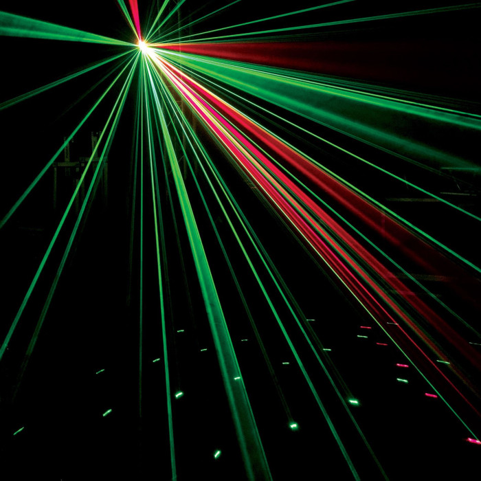 Power Lighting METEOR VII Jeux de lumière 3-en-1 : Beam Moonflower, Strobe, Laser multipoints Rouge et Vert