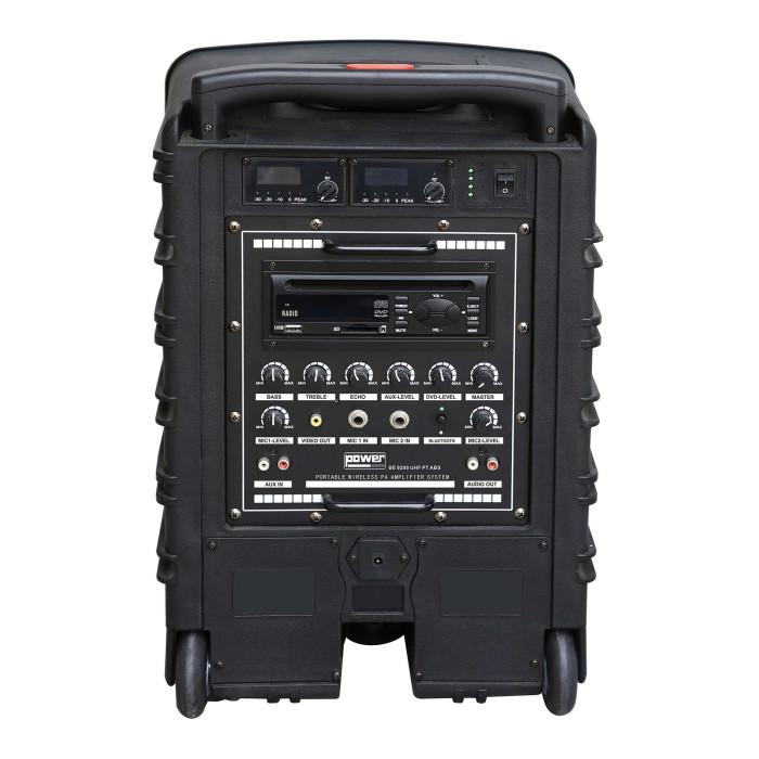 Sono Portable CD MP3+USB+Bluetooth+DIVX + 2 Micros main UHF + 2 Micros serre-tête