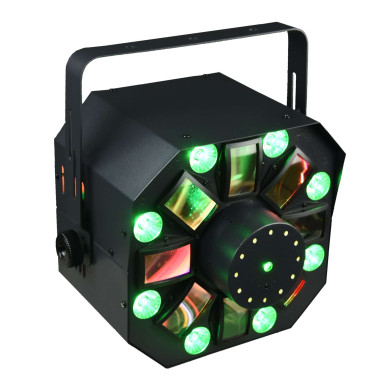 Jeux de lumière 4-en-1 : Multi-faisceaux,Wash, Strobe, Laser multipoints Rouge et Vert