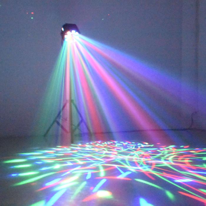 Jeux de lumière 4-en-1 : Multi-faisceaux,Wash, Strobe, Laser multipoints Rouge et Vert
