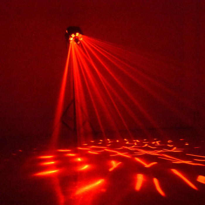 Jeux de lumière 4-en-1 : Multi-faisceaux,Wash, Strobe, Laser multipoints Rouge et Vert