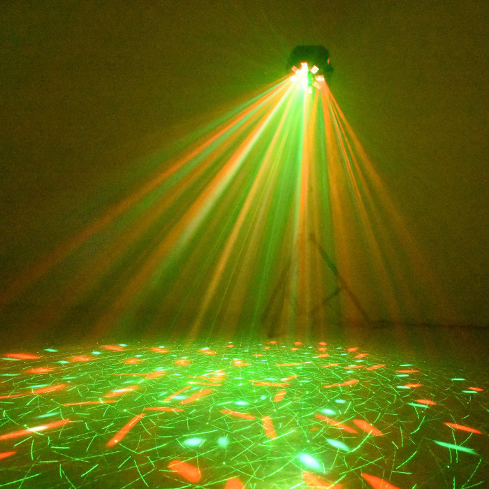 Jeux de lumière 4-en-1 : Multi-faisceaux,Wash, Strobe, Laser multipoints Rouge et Vert