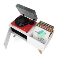 Meuble blanc rétro pour 130 vinyles
