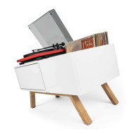 Meuble blanc rétro pour 130 vinyles