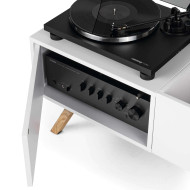 Meuble blanc rétro pour 130 vinyles