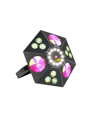 Jeux de lumiere 4-en-1 : Wash, Flower, Strobe, Laser 2-en-1