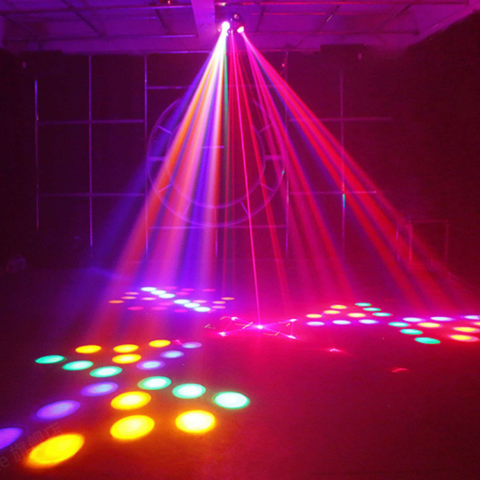 Jeux de lumiere 4-en-1 : Wash, Flower, Strobe, Laser 2-in-1