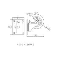 Roue Flight case 4 Pouces avec Frein
