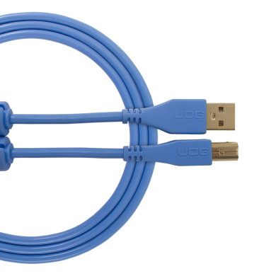 Cable UDG USB 2.0 A-B bleu droit 3m