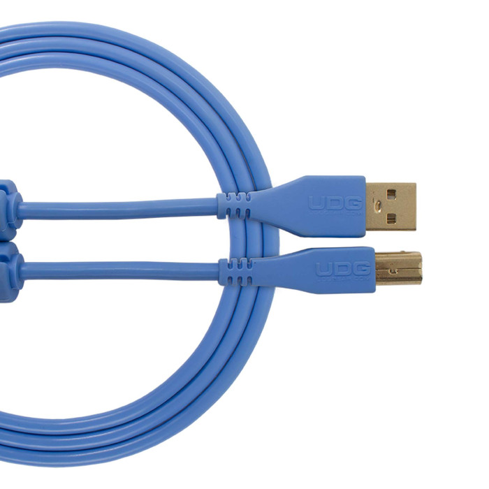 Cable UDG USB 2.0 A-B bleu droit 3m