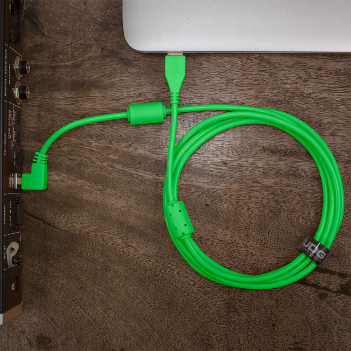cable udg usb 2.0 a-b vert coudé 1m