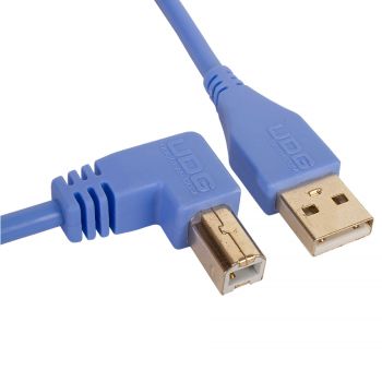cable udg usb 2.0 a-b bleu coudé 1m