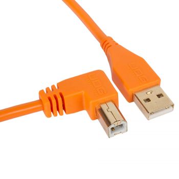 cable udg usb 2.0 a-b orange coudé 1m