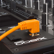 cable udg usb 2.0 a-b orange coudé 1m