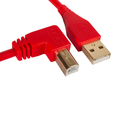 cable udg usb 2.0 a-b rouge coudé 1m