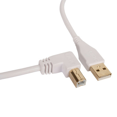 cable udg usb 2.0 a-b blanc coudé 1m