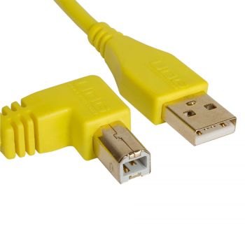 cable udg usb 2.0 a-b jaune coudé 1m