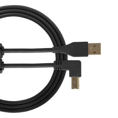 cable udg usb 2.0 a-b noir coudé 2m