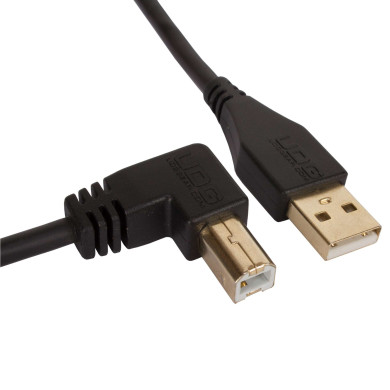 cable udg usb 2.0 a-b noir coudé 2m