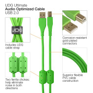 cable udg usb 2.0 a-b vert coudé 2m