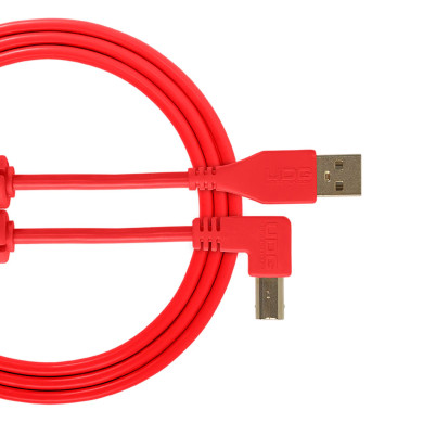 cable udg usb 2.0 a-b rouge coudé 2m