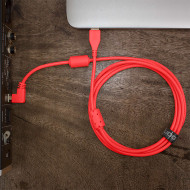cable udg usb 2.0 a-b rouge coudé 2m