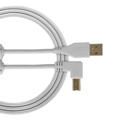 cable udg usb 2.0 a-b blanc coudé 2m