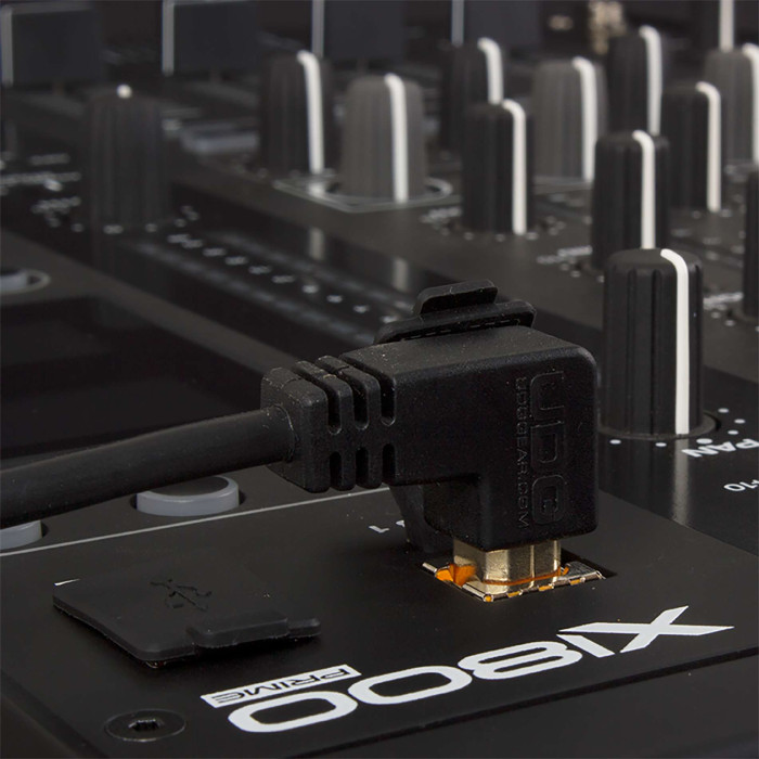 cable udg usb 2.0 a-b noir coudé 3m