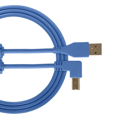 cable udg usb 2.0 a-b bleu coudé 3m