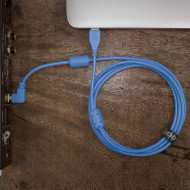 cable udg usb 2.0 a-b bleu coudé 3m
