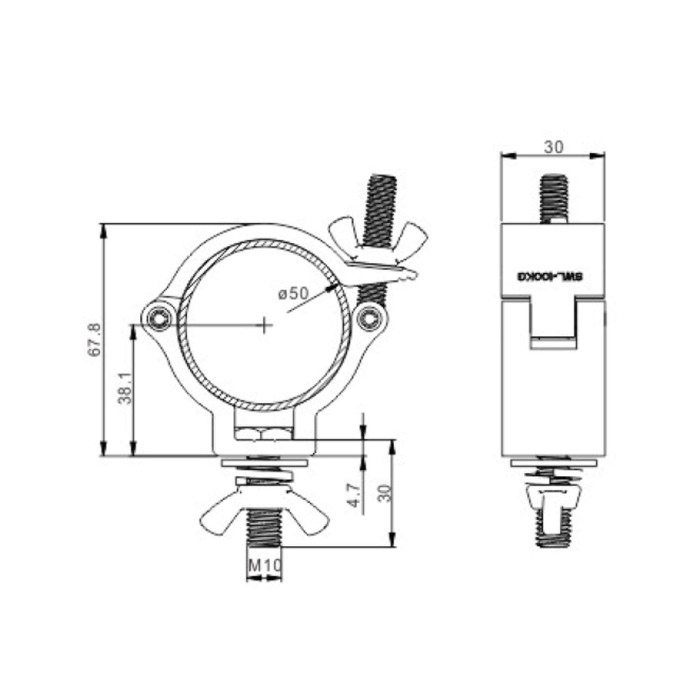 Demi-coupleur black charge max.100kg (diamètre 48-51mm)