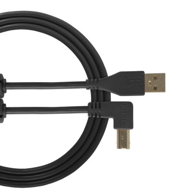 cable udg usb 2.0 a-b noir coudé 1m