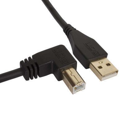 cable udg usb 2.0 a-b noir coudé 1m