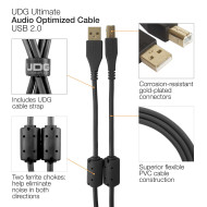 cable udg usb 2.0 a-b noir coudé 1m