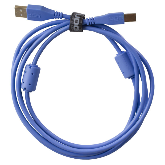 câble udg usb 2.0 a-b bleu droit 2m
