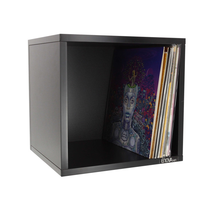 Meuble de rangement noir pour 120 vinyles