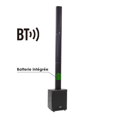 Système amplifié sur batterie de type colonne 400W RMS