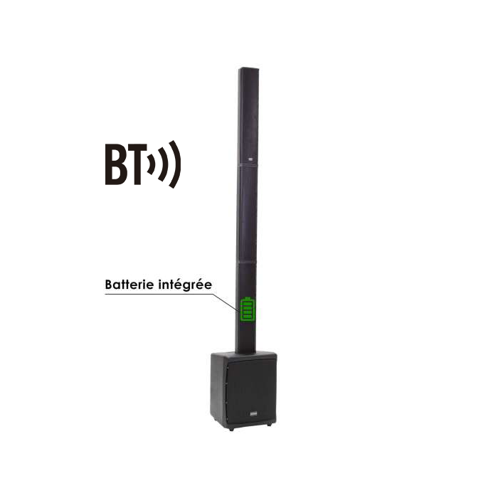 Système amplifié sur batterie de type colonne 400W RMS