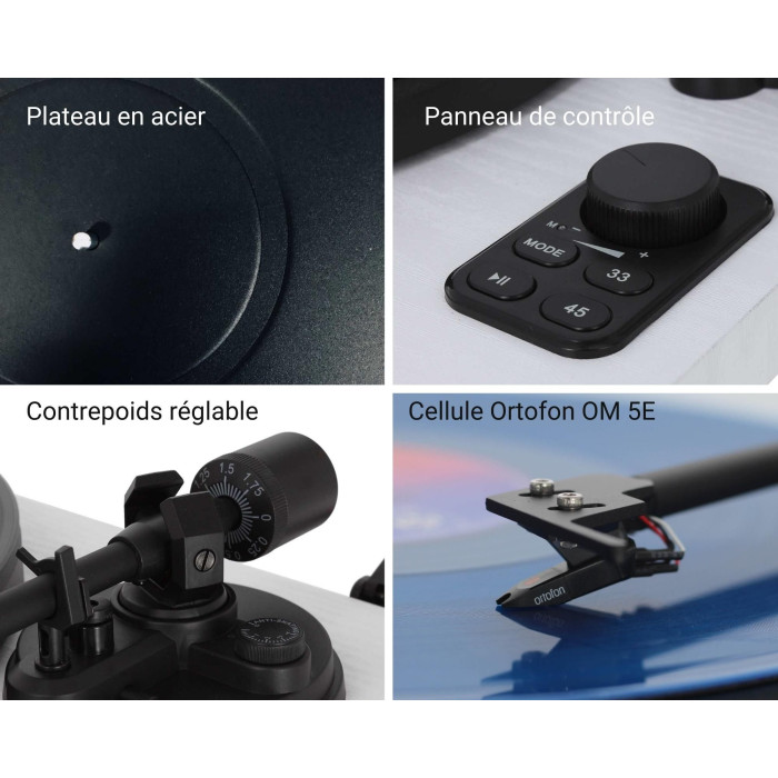 Pack Platine vinyle hifi USB/Bluetooth - finition blanche