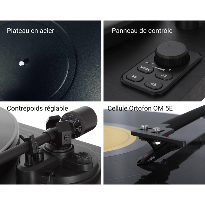 Pack Platine vinyle hifi USB/Bluetooth - finition noire