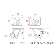 Roue Flight Case 3.5 Pouces avec Frein