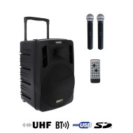 Sono Portable Lecteur CD MP3/SD/USB/DIVX/Bluetooth + 2 Micros Main UHF